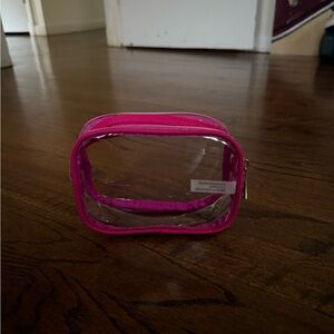 Clear Pink Trim Cosmetic Bag